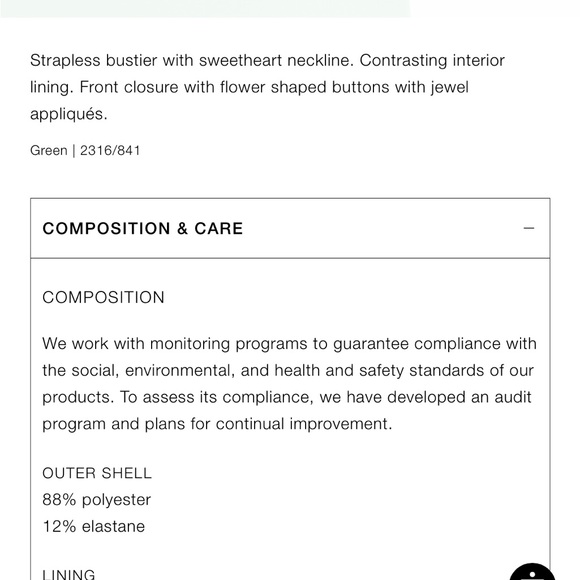 New zara strapless green top with silver jewel detail - Picture 4 of 4